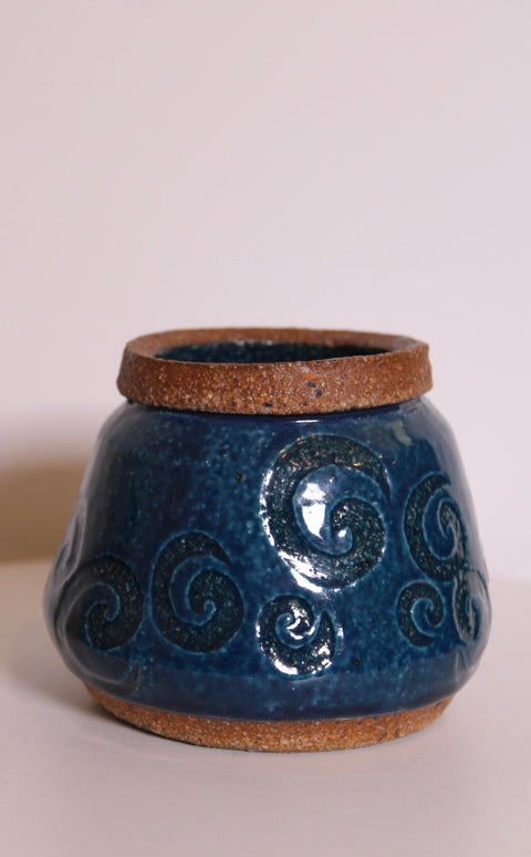 Vintage Blue Spiral Studio Pottery Planter