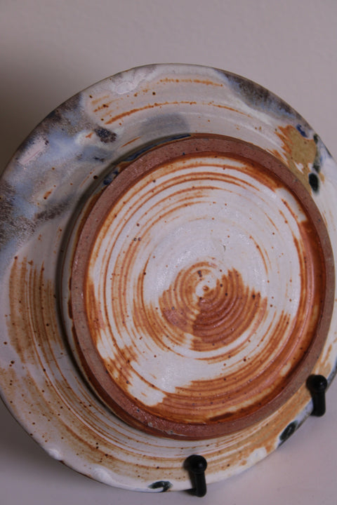Abstract Blue Modernist Studio Pottery Platter