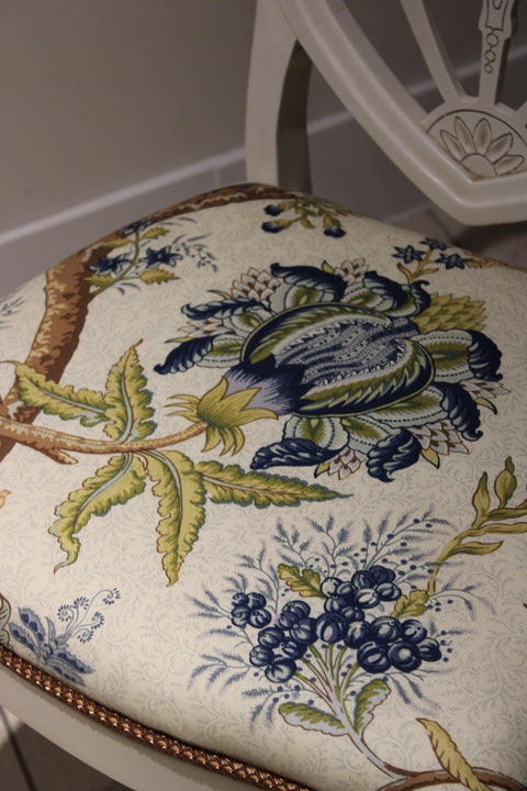 Vintage Art Deco Heart Back Dining Chairs (Pair) | Painted Accent Chairs