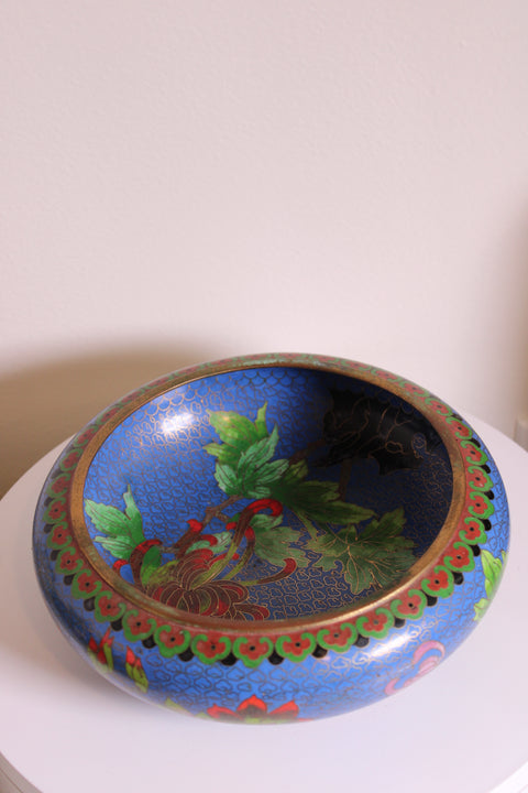 Vintage Chinese Cloisonné Chrysanthemum Bowl