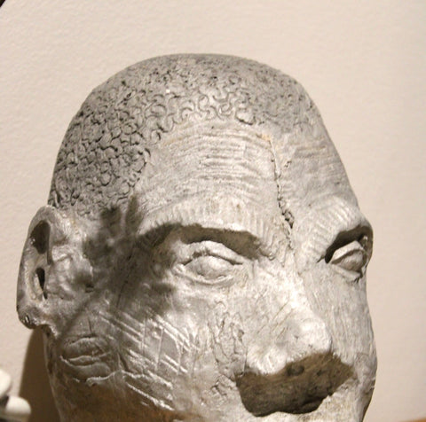 Vintage Textured Cement Portrait Head Sculpture