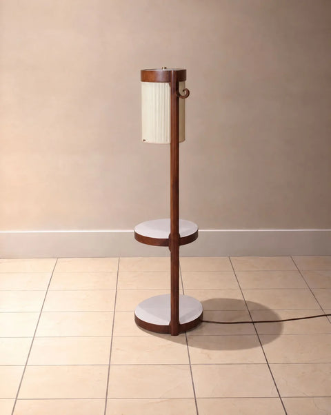 Vintage Walnut Shelf Floor Lamp, Attributed to Modeline