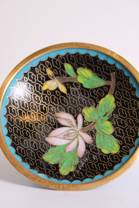 Vintage Cloisonné Floral Trinket Dish