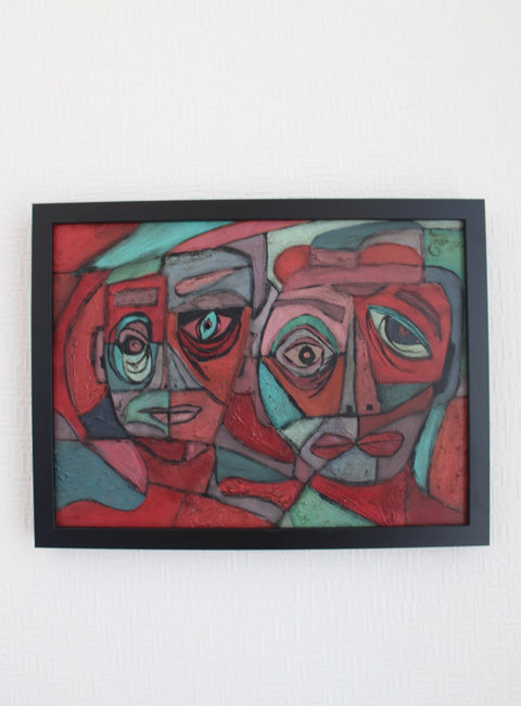 Angela Dickerson Crimson Dialogue Original Framed Artwork