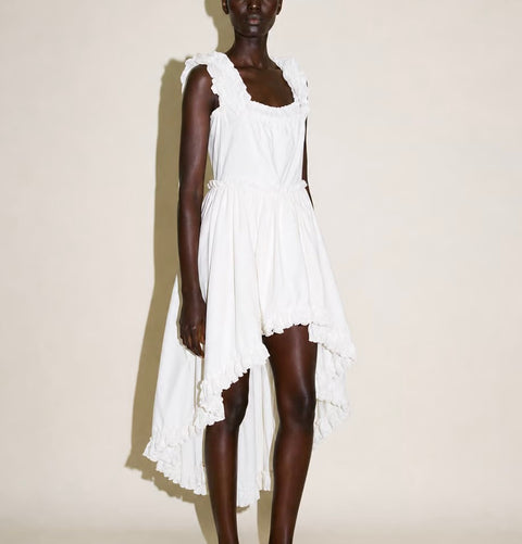 Kaiy Xia Seoul White Asymmetric Ruffle Dress