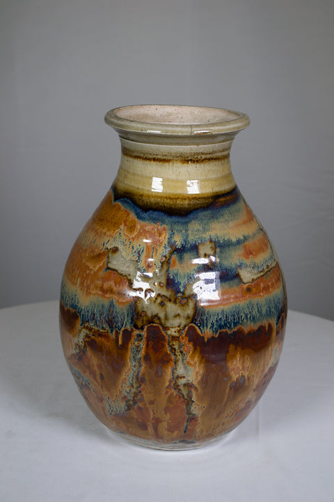 Vintage“Curtis Scott” Sunset Raku Stoneware Vase