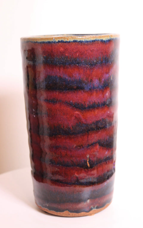 Signed Studio Pottery Cylinder Vase