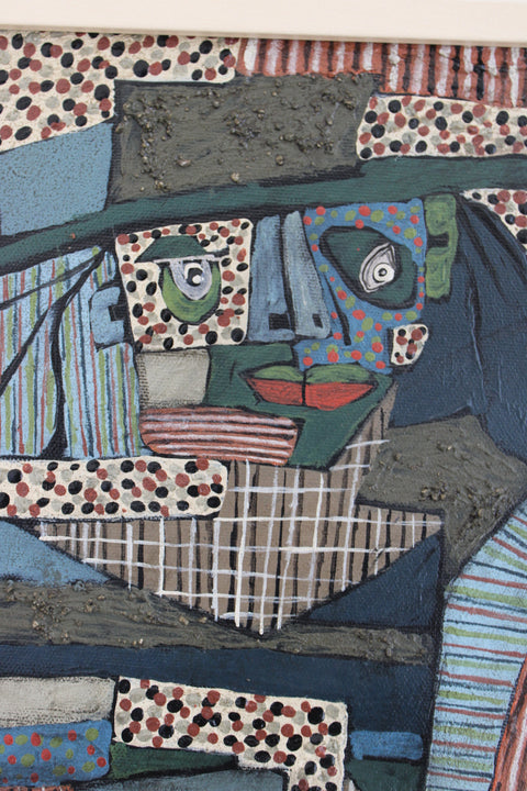 Angela Dickerson Patterned Watchers Original Framed Artwork