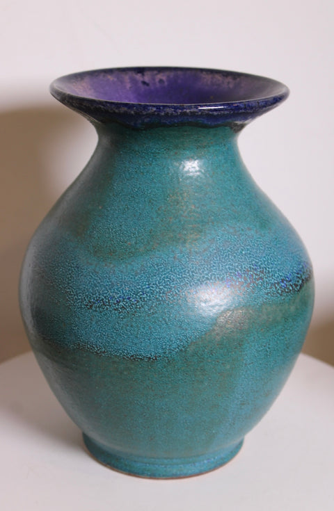 Turquoise and Cobalt Studio Pottery Vase