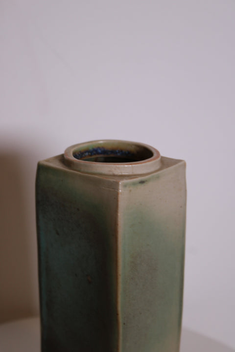Angular Green Studio Pottery Vase