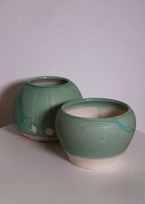 Pair of Celadon Studio Pottery Bowls | Handmade Ceramic