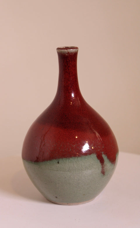 Set of Three Oxblood Red Studio Pottery Bud Vases