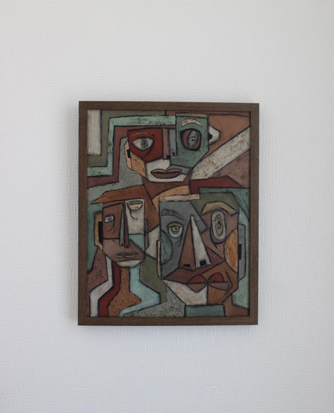 Angela Dickerson Four Faces Study Original Framed Artwork