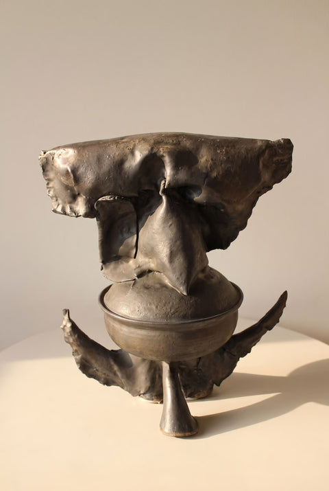 Vintage Brutalist Ceramic Abstract Sculpture Bowl| Modernist Art