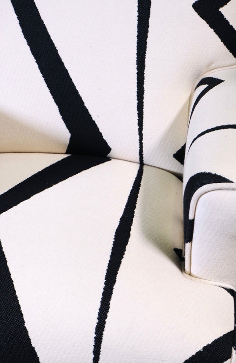 Vintage 1950s Black and White Tribal Swivel Club Chair