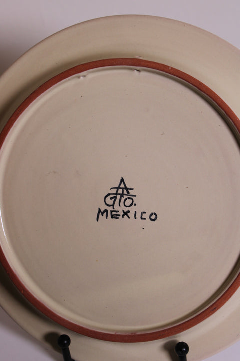 Talavera Style Folk Art Ceramic Plates Pair