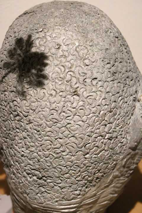 Vintage Textured Cement Portrait Head Sculpture