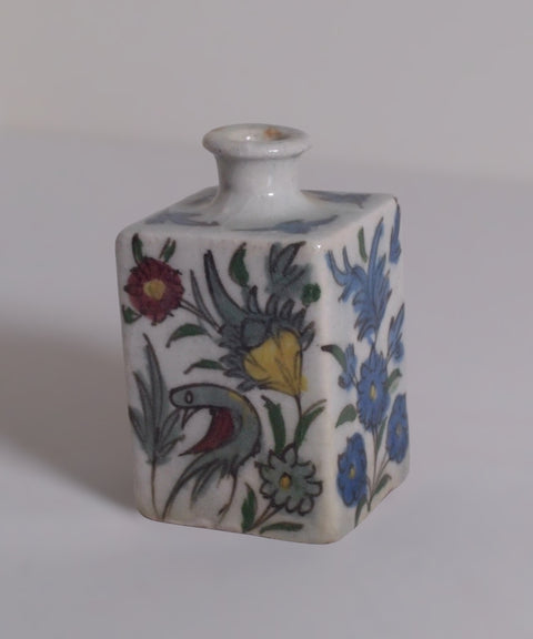 Vintage Mexican Hand-Painted Floral Ceramic Bud Vase