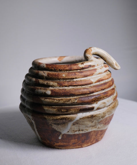 Vintage Coil Brown and Cream Glaze  Studio Pot