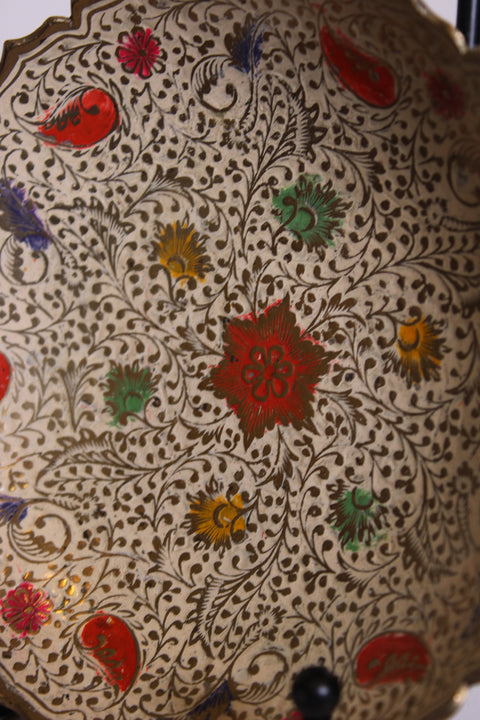 Cloisonne Style Floral Brass Bowl