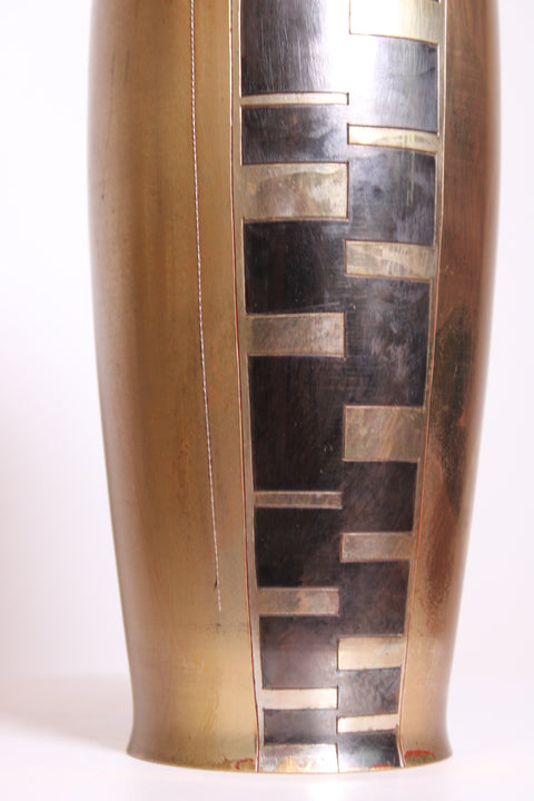 Modernist Brass Inlay Vase