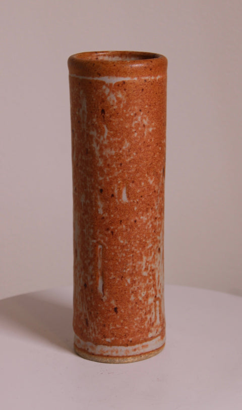 Orange Speckled Cylinder Bud Vase