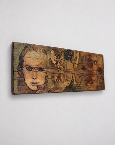 Surrealist Portrait Decorative Panel in Sepia Tones