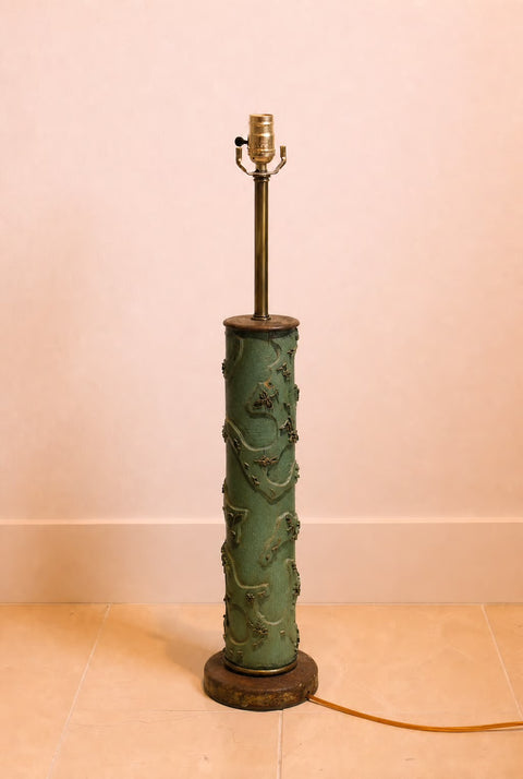 Antique Wallpaper Printing Roller Lamp – Green Painted Relief