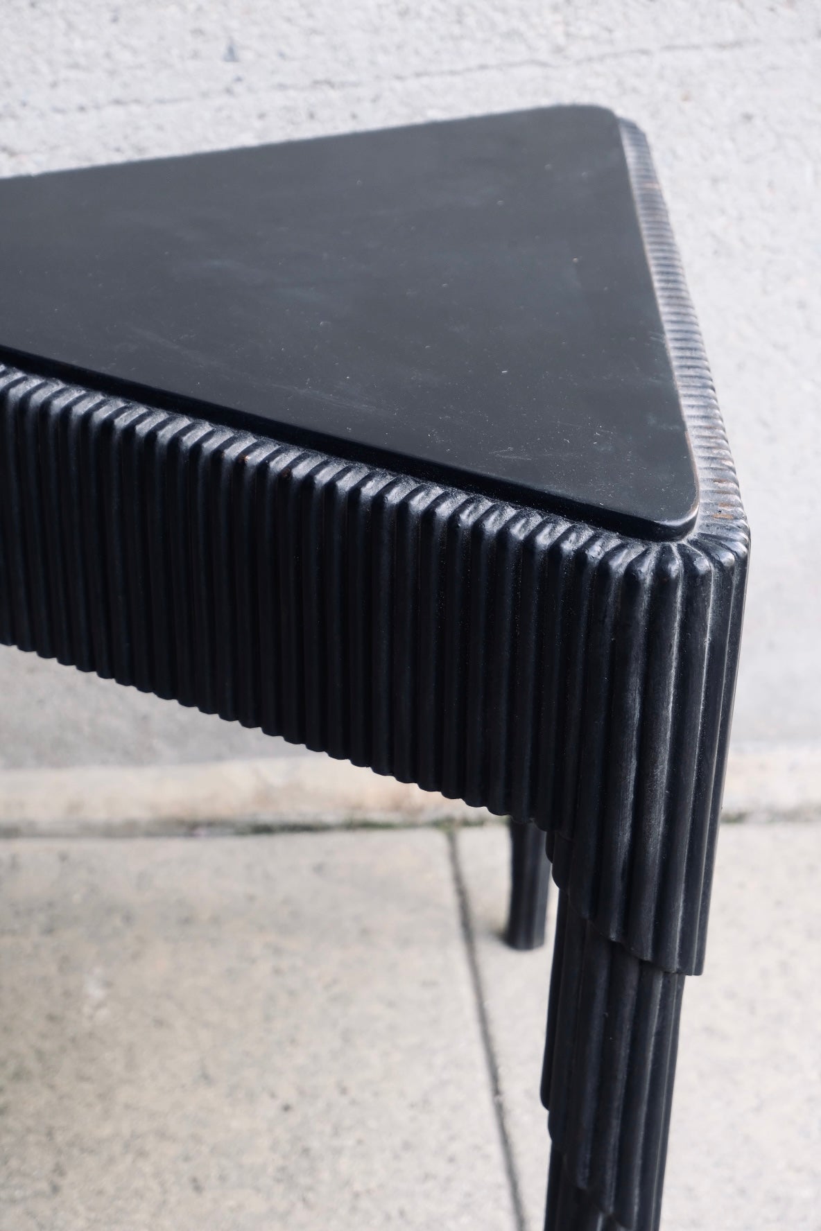 Black Small Fluted Carved Side Table (Vintage) (SOLD)