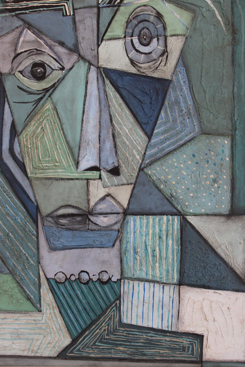 Angela Dickerson Blue Face Study Original Framed Artwork