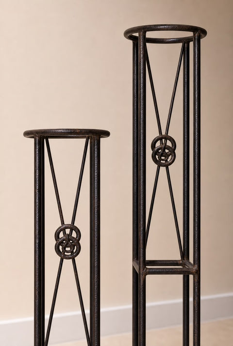Set of Two Tall Wrought Iron Candle Stands