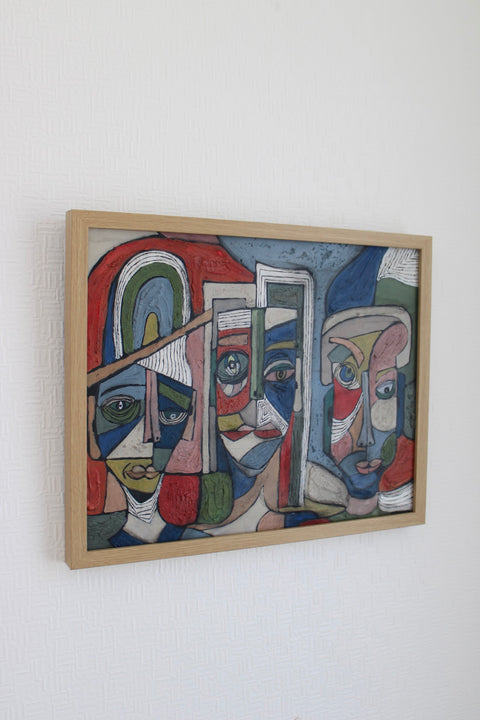 Angela Dickerson Red Blue Chorus Original Framed Artwork