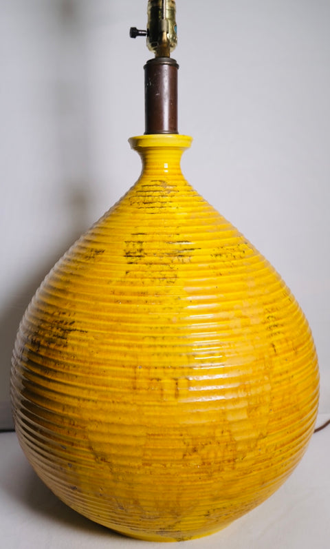 Vintage Yellow Glazed MCM Lamp