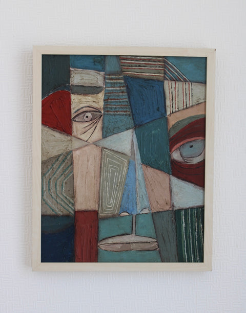 Angela Dickerson Side Eye in Blue Original Framed Artwork