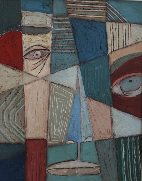 Angela Dickerson Side Eye in Blue Original Framed Artwork