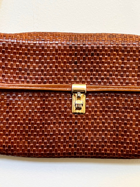 Brown Woven Shoulder Bag in Rodo Style — product detail
