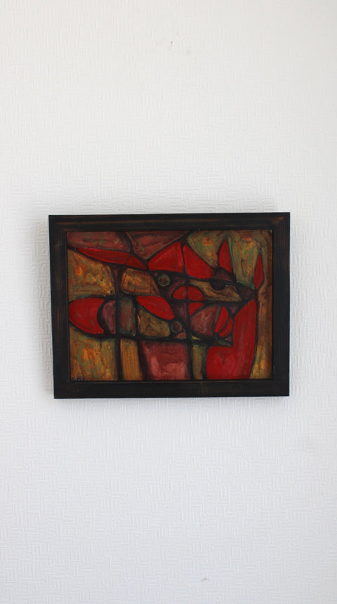 Vintage Mid Century Abstract Oil Painting Signed G. Per | Original Modernist Wall Art