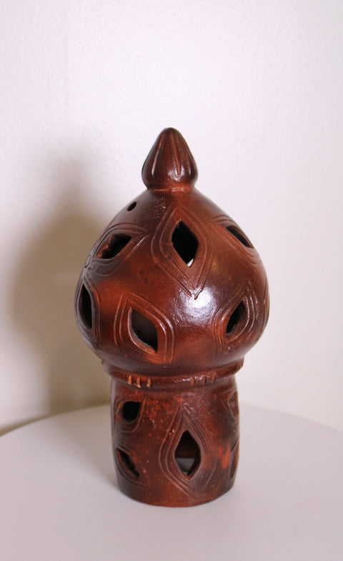 Brown Pierced Ceramic Lantern