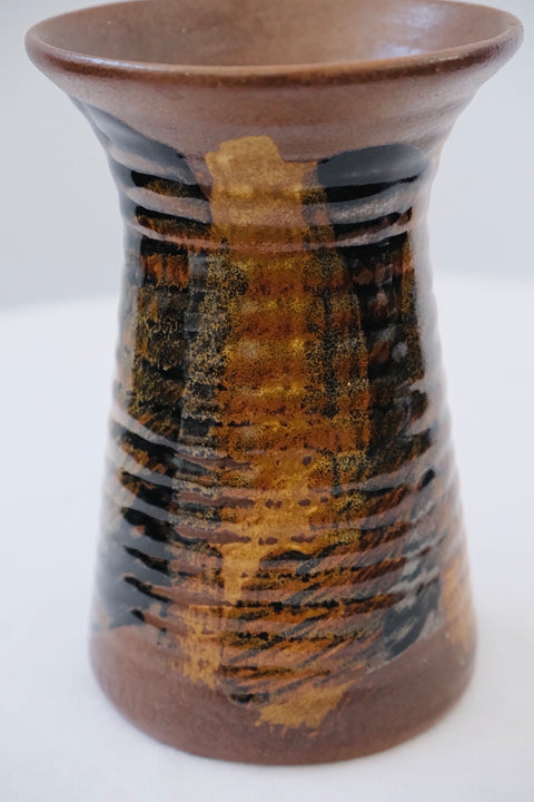 “Pottery Craft” 1960s Brown Stoneware Vase