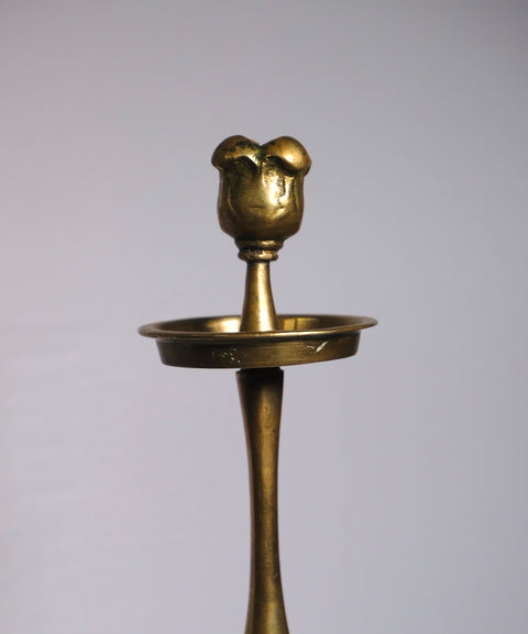 Vintage Brass Rosebud Candlestick
