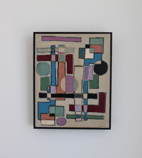 Angela Dickerson Pastel City Grid Original Framed Artwork