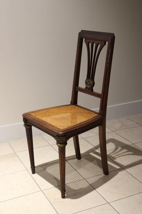 Vintage Empire Style Lyre Back Cane Dining Chairs (Set of 4)