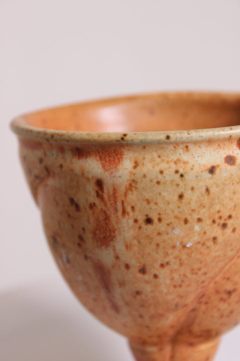 Speckled Orange Footed Goblet Bowl