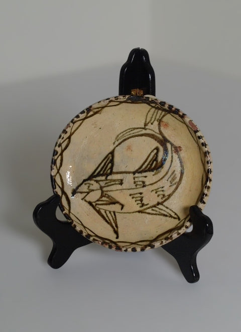 Vintage Tzintzuntzan Mexico Fish Pottery Plate Hand Painted Folk Art