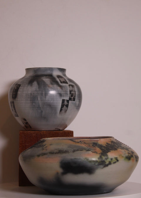 Sarita Swanson Abstract Smoke Studio Vessel Duo