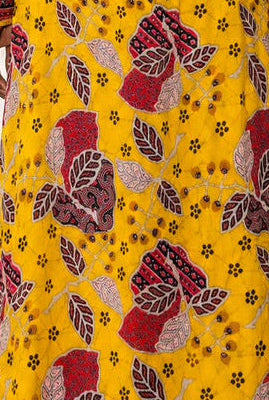 Vintage Yellow Floral Print Maxi Dress | 1970s Bohemian Long Sleeve Dress