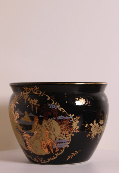 Chinoiserie Black Cachepot Planter