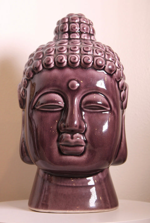 Purple Glazed Buddha Head Planter / Vessel