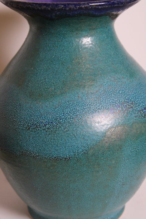 Turquoise and Cobalt Studio Pottery Vase