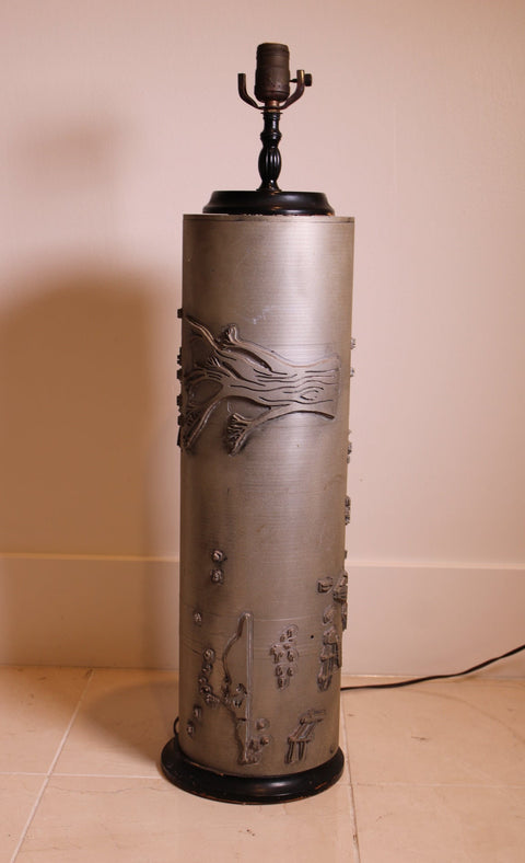 Antique Wallpaper Printing Roller Lamp – Silver Relief